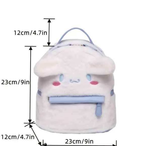 NWT! Sanrio My Melody Pink Plush Embroidered Double Zipper Mini Backpack - Picture 4 of 7